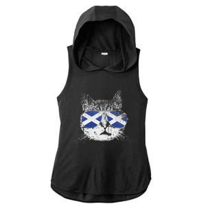 Cat Scottish Scotland Flag Country Retro Funny Ladies PosiCharge Tri-Blend Wicking Draft Hoodie Tank