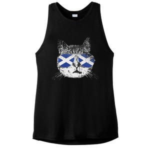 Cat Scottish Scotland Flag Country Retro Funny Ladies PosiCharge Tri-Blend Wicking Tank