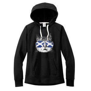 Cat Scottish Scotland Flag Country Retro Funny Women's Fleece Hoodie