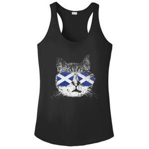 Cat Scottish Scotland Flag Country Retro Funny Ladies PosiCharge Competitor Racerback Tank