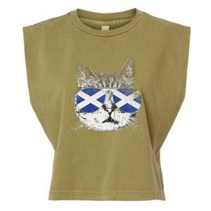 Cat Scottish Scotland Flag Country Retro Funny Garment-Dyed Women's Muscle Tee