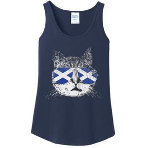 Cat Scottish Scotland Flag Country Retro Funny Ladies Essential Tank