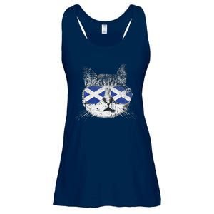 Cat Scottish Scotland Flag Country Retro Funny Ladies Essential Flowy Tank