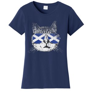 Cat Scottish Scotland Flag Country Retro Funny Women's T-Shirt