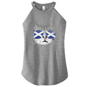 Cat Scottish Scotland Flag Country Retro Funny Women's Perfect Tri Rocker Tank