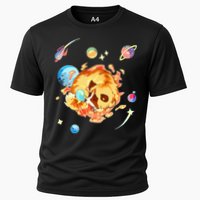 Cute Sleepy Space Akita Dog Graphic Cooling Performance Crew T-Shirt