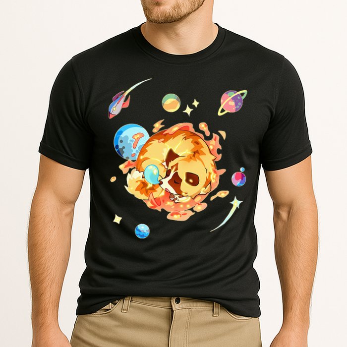 Cute Sleepy Space Akita Dog Graphic Cooling Performance Crew T-Shirt