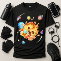 Cute Sleepy Space Akita Dog Graphic Cooling Performance Crew T-Shirt