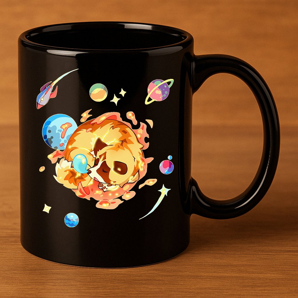 Cute Sleepy Space Akita Dog Graphic 11oz C Handle Ceramic Mug