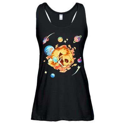 Cute Sleepy Space Akita Dog Graphic Ladies Essential Flowy Tank