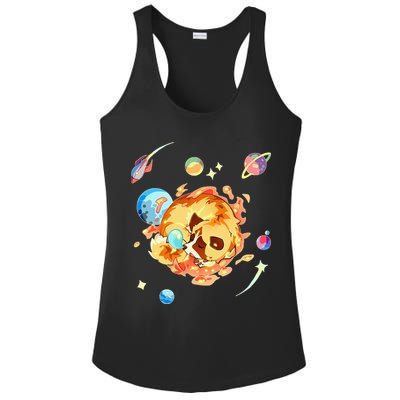 Cute Sleepy Space Akita Dog Graphic Ladies PosiCharge Competitor Racerback Tank