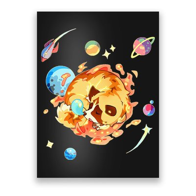 Cute Sleepy Space Akita Dog Graphic Poster
