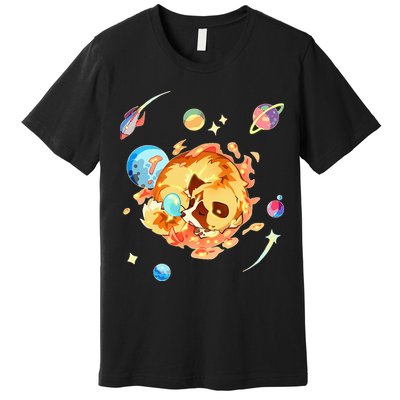 Cute Sleepy Space Akita Dog Graphic Premium T-Shirt