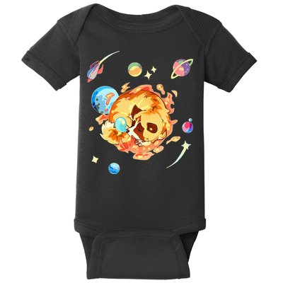 Cute Sleepy Space Akita Dog Graphic Baby Bodysuit