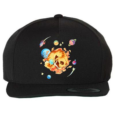Cute Sleepy Space Akita Dog Graphic Wool Snapback Cap