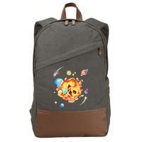 Cute Sleepy Space Akita Dog Graphic Cotton Canvas Backpack