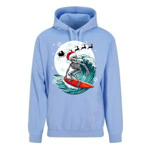 Christmas Santa Skeletons Costume Surfing Lover Family Gift Unisex Surf Hoodie