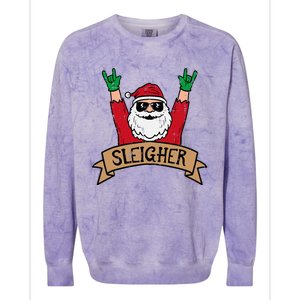 Christmas Sleigher Santa Rock Xmas Rocker Colorblast Crewneck Sweatshirt