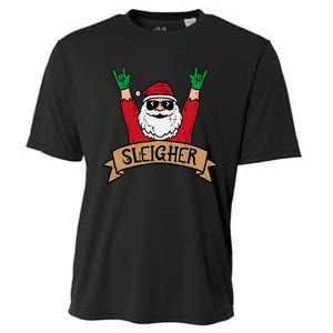 Christmas Sleigher Santa Rock Xmas Rocker Cooling Performance Crew T-Shirt