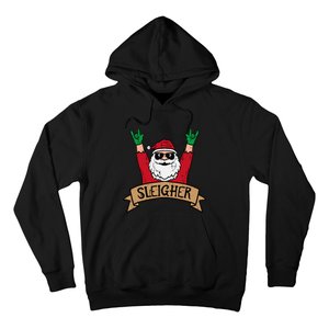 Christmas Sleigher Santa Rock Xmas Rocker Hoodie