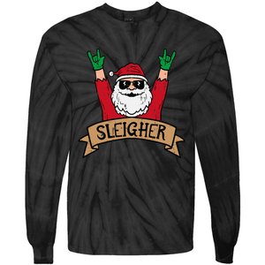 Christmas Sleigher Santa Rock Xmas Rocker Tie-Dye Long Sleeve Shirt