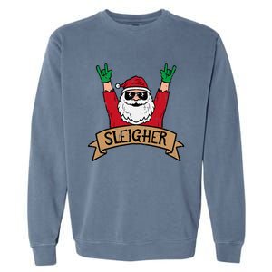 Christmas Sleigher Santa Rock Xmas Rocker Garment-Dyed Sweatshirt