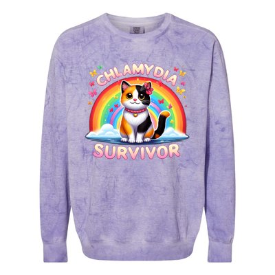 Chlamydia Survivor Sarcastic Ironic Inappropriate Colorblast Crewneck Sweatshirt