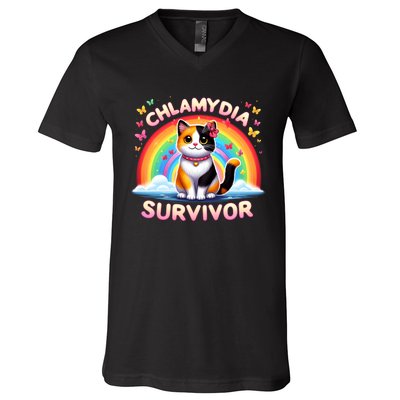 Chlamydia Survivor Sarcastic Ironic Inappropriate V-Neck T-Shirt