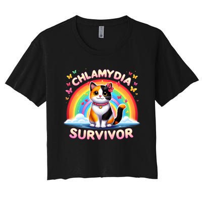 Chlamydia Survivor Sarcastic Ironic Inappropriate Women's Crop Top Tee