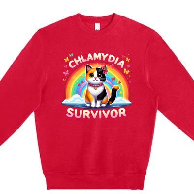 Chlamydia Survivor Sarcastic Ironic Inappropriate Premium Crewneck Sweatshirt