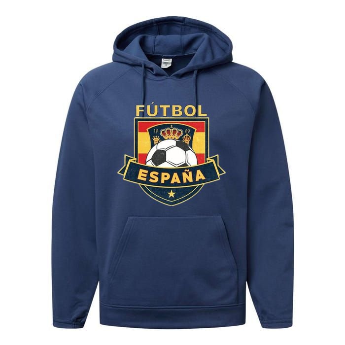 Cool Spain Soccer Team Performance Fleece Hoodie