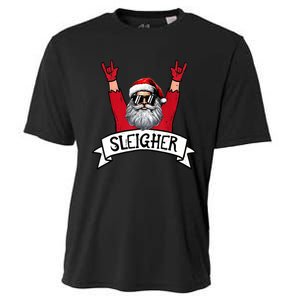 Christmas Sleigher Santa Rock Xmas Rocker Cooling Performance Crew T-Shirt