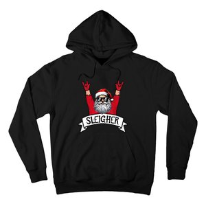 Christmas Sleigher Santa Rock Xmas Rocker Hoodie