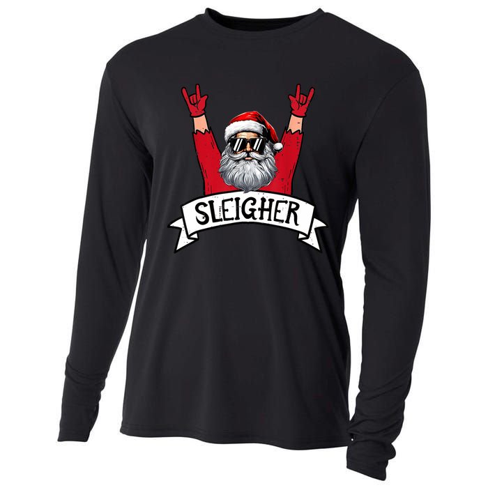 Christmas Sleigher Santa Rock Xmas Rocker Cooling Performance Long Sleeve Crew