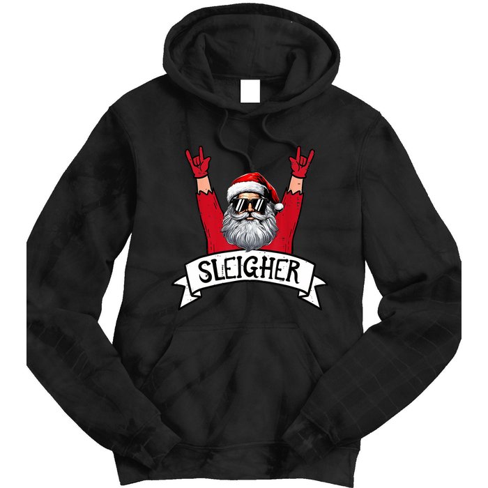 Christmas Sleigher Santa Rock Xmas Rocker Tie Dye Hoodie