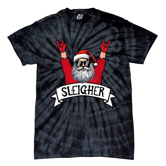 Christmas Sleigher Santa Rock Xmas Rocker Tie-Dye T-Shirt