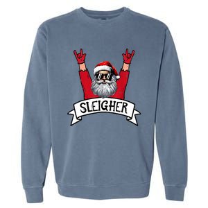 Christmas Sleigher Santa Rock Xmas Rocker Garment-Dyed Sweatshirt