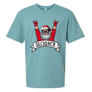 Christmas Sleigher Santa Rock Xmas Rocker Sueded Cloud Jersey T-Shirt