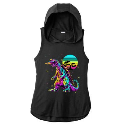 Cool Streetwear Synthwave 80s 90s Retro Anime Snakezilla Ladies PosiCharge Tri-Blend Wicking Draft Hoodie Tank