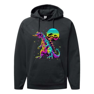 Cool Streetwear Synthwave 80s 90s Retro Anime Snakezilla Performance Fleece Hoodie