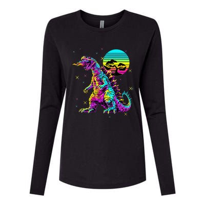 Cool Streetwear Synthwave 80s 90s Retro Anime Snakezilla Womens Cotton Relaxed Long Sleeve T-Shirt