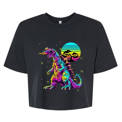 Cool Streetwear Synthwave 80s 90s Retro Anime Snakezilla Bella+Canvas Jersey Crop Tee