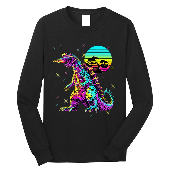 Cool Streetwear Synthwave 80s 90s Retro Anime Snakezilla Long Sleeve Shirt