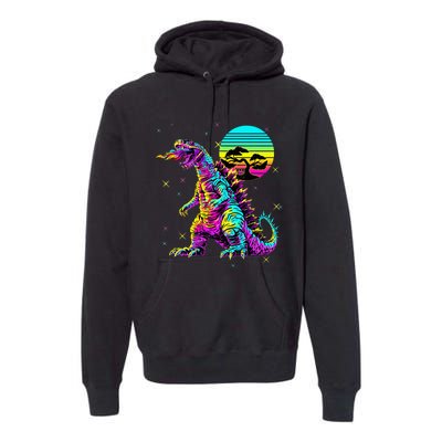 Cool Streetwear Synthwave 80s 90s Retro Anime Snakezilla Premium Hoodie