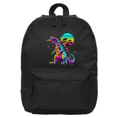 Cool Streetwear Synthwave 80s 90s Retro Anime Snakezilla 16 in Basic Backpack