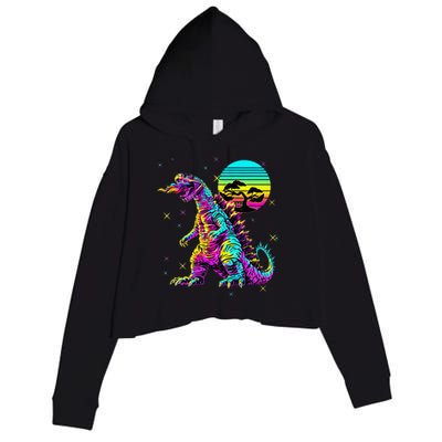 Cool Streetwear Synthwave 80s 90s Retro Anime Snakezilla Crop Fleece Hoodie