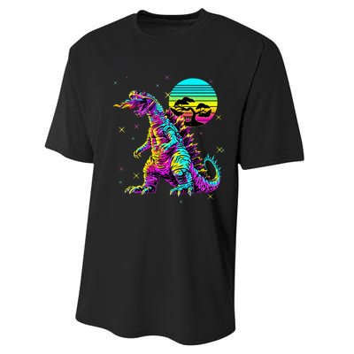 Cool Streetwear Synthwave 80s 90s Retro Anime Snakezilla Performance Sprint T-Shirt