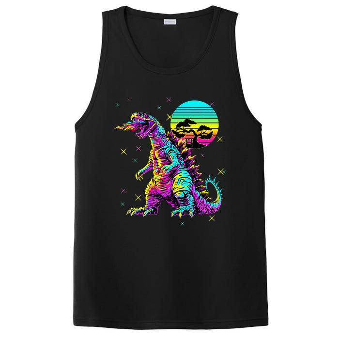 Cool Streetwear Synthwave 80s 90s Retro Anime Snakezilla PosiCharge Competitor Tank