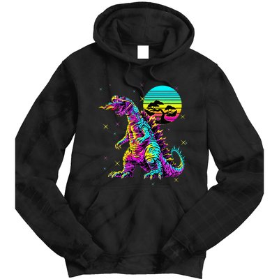 Cool Streetwear Synthwave 80s 90s Retro Anime Snakezilla Tie Dye Hoodie