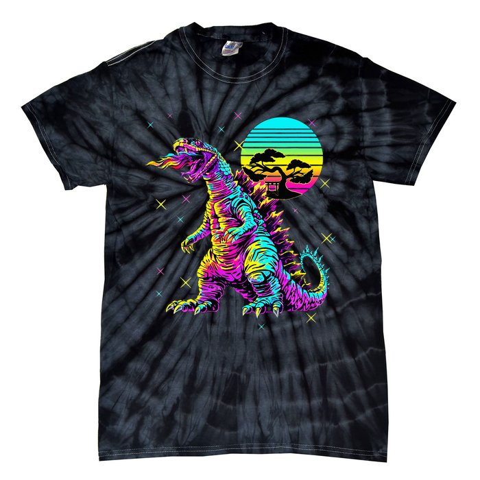 Cool Streetwear Synthwave 80s 90s Retro Anime Snakezilla Tie-Dye T-Shirt